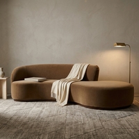 Canapé de salon incurvé de luxe en velours avec structure en bois massif pour salon d'entreprise haut de gamme et appartement de luxe