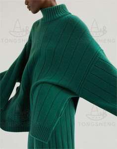 <strong>2026</strong> Women Lounge <strong>Wear</strong> Pajama Ribbed Knitted Sets Outfits Green <strong>Cotton</strong> Winter Knit Thread Sweater 2 Two Piece Set - Product Image 2