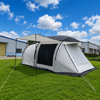 Tente de camping familiale double couche pour 5-6 personnes, en polyester imperméable, avec salon, poteaux en aluminium, tente de glamping extérieure
