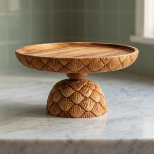 Indian Handmade <b>Wooden</b> Cake Stand Round Dessert Display Pedestal Natural Finish for Wedding Party Baking - Product Image 5