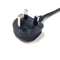 Câble d'alimentation noir 1,8 m 1 mm² avec embout mâle BS 230 V 10 A entièrement moulé, prise standard britannique 3 broches vers C19 IEC