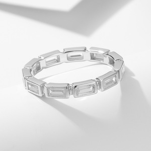 OAHLAN Fine Jewelry Rectangular Cut Cubic Zircon Band <strong>Stacked</strong> S925 Sterling <strong>Silver</strong> <strong>Rings</strong> for Women Wedding Engagement Gift - Product Image 2