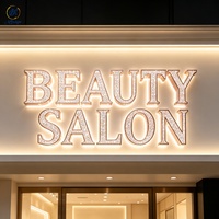 Enseigne lumineuse LED 3D en acier inoxydable de luxe, lettres en relief, logo d'entreprise personnalisé, enseigne LED pour boutique en extérieur