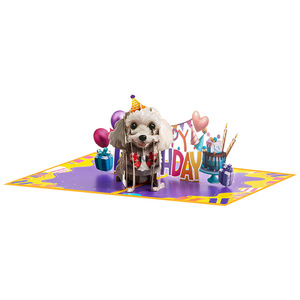 Pop up <span class=keywords><strong>carte</strong></span> d'anniversaire 3D fait à la main <span class=keywords><strong>joyeux</strong></span> anniversaire impression personnalisée <span class=keywords><strong>carte</strong></span> de voeux série de chien de compagnie pour enfants fils fille <span class=keywords><strong>amoureux</strong></span> - Product Image 3