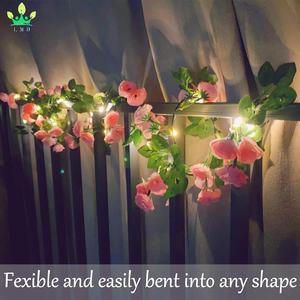造花ストリングライトローズつるフローラルガーランドライト付きシルクつる結婚披露宴ガーデンホームテーブル壁の装飾 - Product Image 4