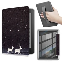 Casing Buku Kulit PU Transparan Grosir untuk Kindle E-reader Paperwhite Generasi ke-12 dengan Tali Pegangan