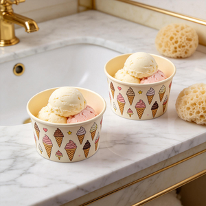 Vasos de papel kraft reciclables y portátiles para helados, en oferta, para tiendas de conveniencia y pastelerías - Product Image 2