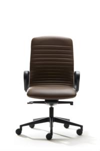 Silla Ejecutiva VAGHI, Diseño Minimalista, Respaldo Sólido, Reposabrazos Fijos, Base Giratoria de Aluminio Negro, Tapicería de Cuero, Altura Ajustable - Product Image 2