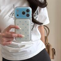 Coque de téléphone INS Corée à pois contrastés pour fille, compatible iPhone 17 16 15 Pro Max, avec grande fenêtre et protection antichoc
