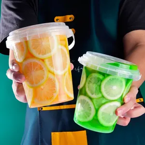 32 OZ secchi di plastica per bevande all'ingrosso contenitore di frutta usa e getta tazze da secchio trasparente