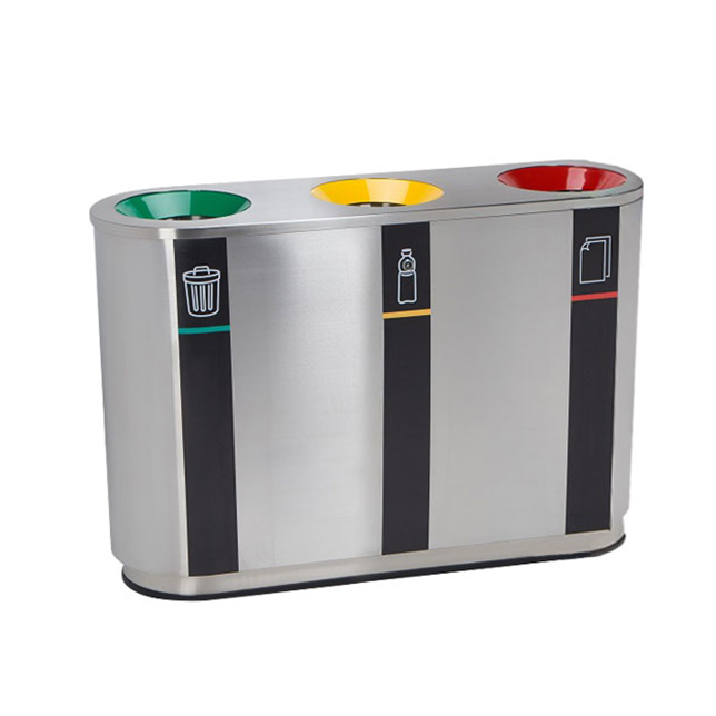 Открытый общественный коммерческий мусорный бак большой металлический мусорный бак из нержавеющей стали сортировочный мусорный бак с 3 отсеками для мусорной корзины