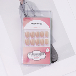 AIERFEI 24 Uds manicura francesa púrpura prensa acrílica en <span class=keywords><strong>uñas</strong></span> artificiales ovaladas <span class=keywords><strong>cortas</strong></span> <span class=keywords><strong>uñas</strong></span> postizas - Product Image 5