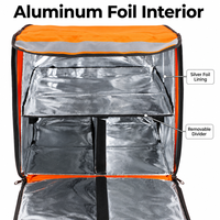 Sac isotherme extensible réfléchissant orange, grand format, avec doublure en aluminium, pour livraison de repas en gros, directement de l'usine
