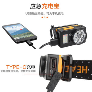 Lampe frontale LED multifonctionnelle rechargeable par USB, lumière blanche 900mAh, pour course en plein air, pêche, camping - Product Image 3