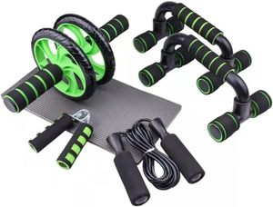 Factory Custom Home Gym Fitness Sets 6-in-1 Abdominal Wheel Set with Push up Stand Jump Rope Hand Grip and Knee Pad - Product Image 3
