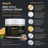 Akaril 50g Crème en Capsules Deep Vita C, Derivé de Vitamine, Niacinamide, Biologique, Naturel, Végétalien, Revitalisant, Réparateur, Lissant, Anti-rides