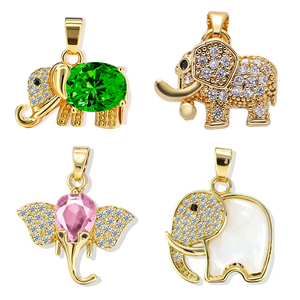 LUOYUNE - Delicado Collar con Colgante de <span class=keywords><strong>Elefante</strong></span> en Latón Chapado en Oro de 18K, con Micro Pavé de Circonitas, Ideal para Regalo de Cumpleaños, Venta al Por Mayor - Product Image 1