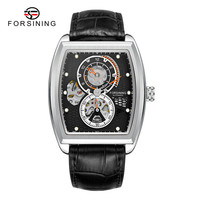 Relojes Forsining de Diseño Único con Dos Esferas para Hombre, Relojes de Pulsera Mecánicos Automáticos de Esqueleto para Uso Profesional