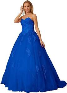 LY-PD0289 महिला प्रपोम कपड़े फीता कढ़ाई राजकुमारी शाम को पार्टी के लिए एक लाइन आस्तीन औपचारिक रंगीन पोशाक - Product Image 4