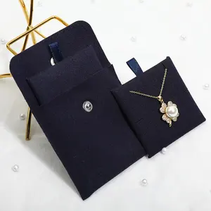 Black Micro Fiber Necklace Pouch Earring Pouch With Divider 'Jwellery' Pouch Small Suede Microfiber Jewelry Bags With Card