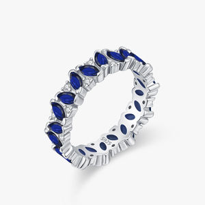 Ailmay 925 plata esterlina hermosos anillos prometidos Ojo <span class=keywords><strong>de</strong></span> caballo azul circón completo elegante mujeres <span class=keywords><strong>matrimonio</strong></span> <span class=keywords><strong>anillo</strong></span> <span class=keywords><strong>de</strong></span> compromiso - Product Image 1