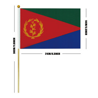 Drapeau de l'El Salvador à agiter à la main, petit, en polyester, avec mât en bois de bambou, pour le tourisme et les fans de sport - Vente en gros