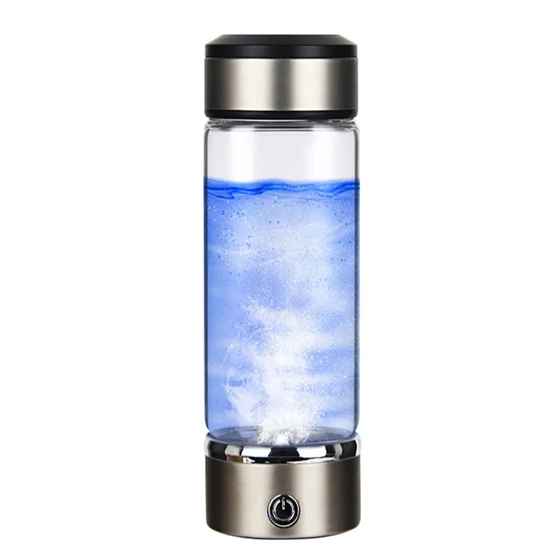 Garrafa de água com filtro de nível superior, garrafa de água alcalina de hidrogênio, ionizador, gerador de água de hidrogênio com garrafa de vidro