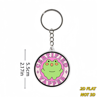 Portachiavi Certificato Yapper Frog, simpatico rospo verde su cerchio rosa, accessorio divertente per amanti dei chat, per borse, chiavi, zaini