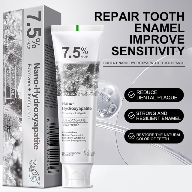 7.5% Nano-hydroxyapatite Chemical Fluoride-free Toothpaste Teeth Whitening Stain Removal Enamel protection