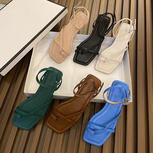 Sandales plates à bout ouvert et brides croisées Tiyo Fashion pour femmes, respirantes, avec bride de cheville, style coréen, pour l'extérieur, semelle intermédiaire en EVA, été - Product Image 1