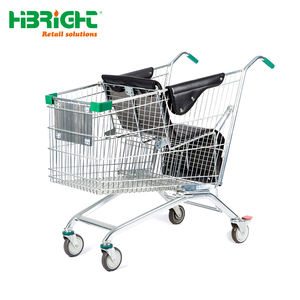 Chariot de courses pour enfants avec siège intégré - Chariot de courses de supermarché sécurisé en acier métallique avec structure en maille et roulettes - Product Image 5