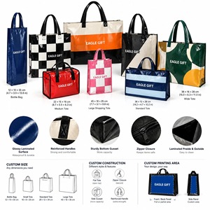 Bolsa de Compras Ecológica Reciclada, Multicolor, Tamaño Estándar, Laminada, No Tejida, con Asas de Cuerda - Product Image 1