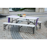 Banc pliable en plastique blanc de 6 pieds, pliable en deux, pour l'extérieur, le jardin, le pique-nique, le camping