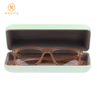 Étui à lunettes rigide rectangulaire couleur macaron nacré scintillant, anti-rayures, logo personnalisé, multicolore, vente en gros