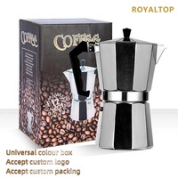Pot Moka en aluminium de couleur personnalisé personnalisé 50ml 100ml 150ml ensemble de cafetière italienne portable avec boîte colorée