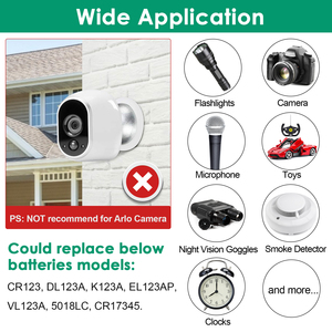 랩터 1650mAh CR123A 3V 리튬 배터리 CR123 CR17345 손전등 연기 감지기 경보 시스템 등을위한 사진 배터리 (16 팩) - Product Image 6