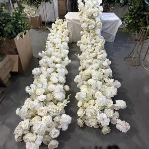 Rocan 2024 Désherbage Décoration Blanc Soie Rose Décoration <span class=keywords><strong>Chemin</strong></span> <span class=keywords><strong>De</strong></span> <span class=keywords><strong>Table</strong></span> Fleur Artificielle Coureur - Product Image 1