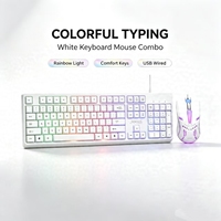 JEDEL GK106 Rainbow LED Backlight 104 Key Wired Gaming Keyboard & Mouse Combo Kit untuk Komputer Laptop