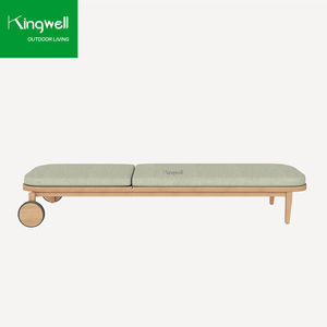 เก้าอี้ไม้สักสไตล์ร่วมสมัย, เก้าอี้อาบแดดทำจากไม้เนื้อแข็งพร้อมล้อสำหรับสระว่ายน้ำชายหาดลาน - Product Image 5