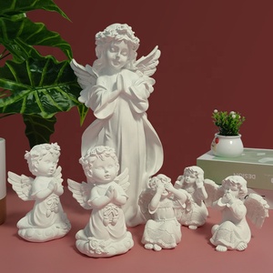 Résine rétro blanc agenouillé ange priant <span class=keywords><strong>avec</strong></span> des ailes nordique maison salon porche ange - Product Image 4