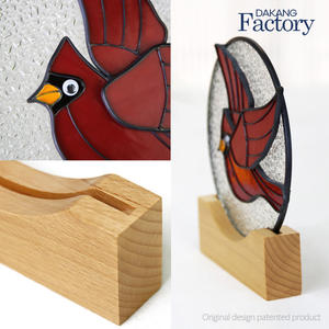 Ahşap vitray kuş knick-knacks masaüstü süslemeleri öğeleri ev aksesuarları dekoratif nesneler için sanat dekoru oturma odası - Product Image 2