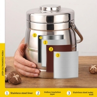 Boîte à bento isotherme en acier inoxydable 201, double paroi sous vide, compartimentée, forme tambour, design chinois simple, qualité alimentaire
