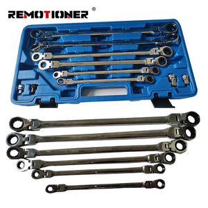 Juego de llaves de carraca extralargas de 72 dientes, 8-19mm CRV, 6 uds./10 Uds., herramienta de llave de extremo de caja doble con cabeza flexible - Product Image 1