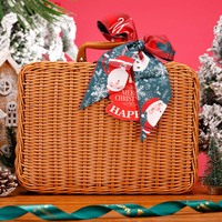 Boîte en rotin personnalisée pour Noël, décoration, emballage de chocolats et de bonbons, boîte-cadeau souvenir de fête, panier-cadeau, cadeau de fête du Nouvel An