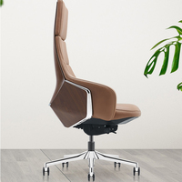 Chaise de bureau ergonomique de direction en cuir moderne, pivotante, avec accoudoirs, en cuir de luxe, fabrication directe d'usine