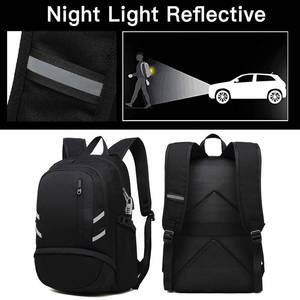 Custom Waterproof Large Capacity Geometric Pattern Zipper Closure <strong>Black</strong> <strong>School</strong> <strong>Backpack</strong> with USB Port for Students Laptop - Product Image 5