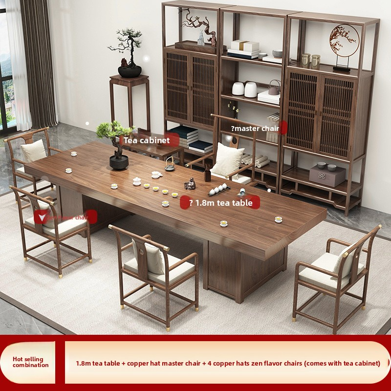 1.8-meter tea table+copper capped master chair+