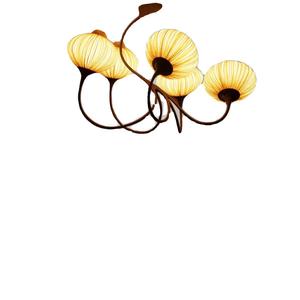 Lustre de style japonais, abat-jour rond en tissu, source de lumière LED E27, couleur chocolat, pour salon, salle à manger, chambre à coucher, décoratif - Product Image 1