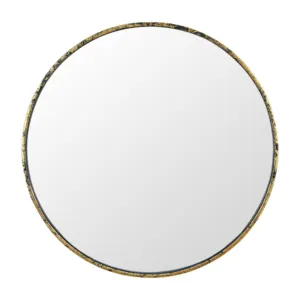 Espelho grande redondo com moldura vintage para decoração de casa, espelho de parede de metal personalizado