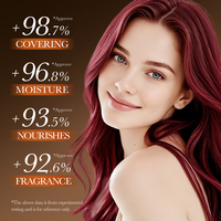 SADOER Pewarna Rambut Semi-Permanen Minyak Argan Warna Merah Anggur 25ml X 10Pcs Sachet 4-in-1 Tahan Lama Menutupi Uban Sampo Pewarna Rambut